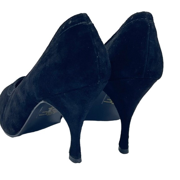 The Wild Pair Vintage 80s 90s Retro Black Suede Pointed Cap Toe Heels Pumps 8.5 - Picture 8 of 15